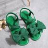 Large Bow Flat Sandals for Women with Soft Bottom Fabric and Elastic Band Beach Sandals, Suitable for Outdoor Leisure and Solid Color Beach Wear
