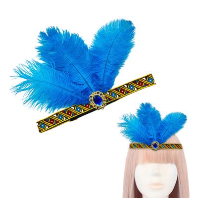 Fjærpannebånd Cosplay Håndlagde Hårtilbehør for Kvinner Maskerade Hodeplagg Mardi Gras Kunstdekorasjoner