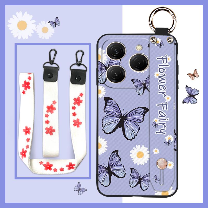 Wristband Anti-dust Phone Case For Tecno Spark20 Pro/KJ6 Anti-knock Soft case Silicone Shockproof Lanyard Wrist Strap