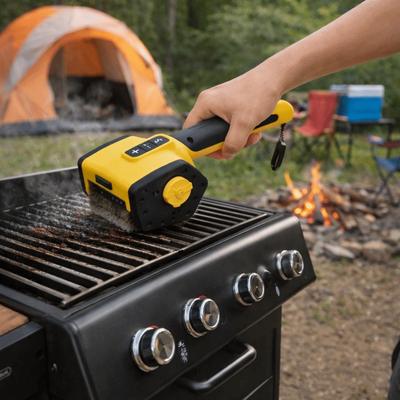 Wireless BBQ Grill Cleaning Brush LED Light Electric Roller Brush  Outdoor Grill
