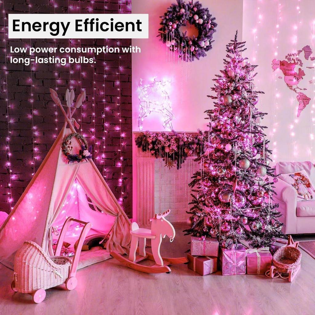 (Pack of 4, Pink) 38 LED 10.5M Copper Power Pixel String Light | 360° Fairy Serial Jhalar Lights for Home | Diwali Lights for Decoration, Christmas