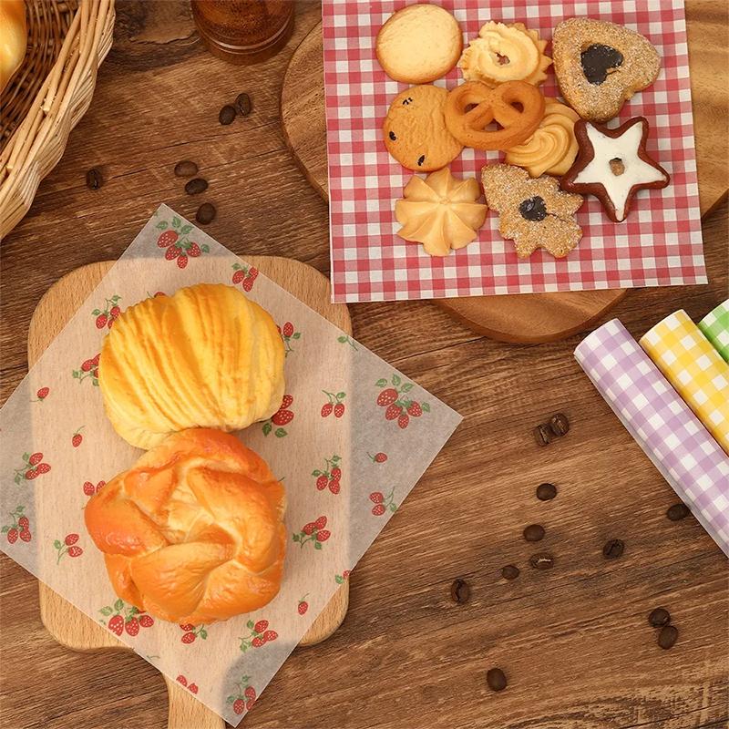 50Pcs Oilproof Wrapping Paper for Bread Sandwich Burger Fries, Food-grade Wax Paper Baking Tools Kitchen Gadgets For Party Gift