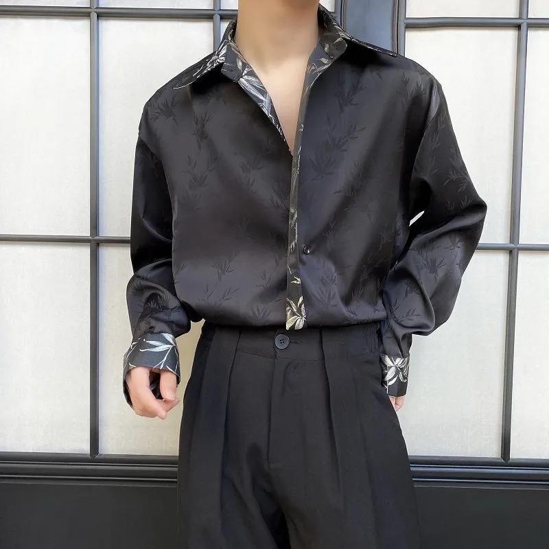 

New Men s Simple Long-sleeved Fashion High-end Casual Trendy Long-sleeved Shirt 4XL чорний