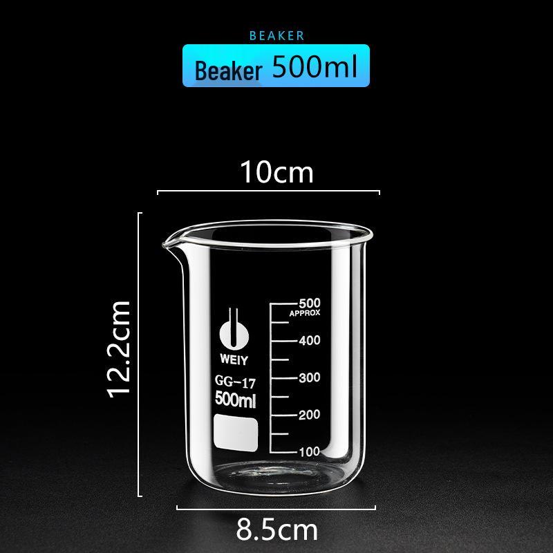 High-Temperature Resistant Glass Beaker Set: 50/100/150/500/1000ml Graduated Measuring Cups.