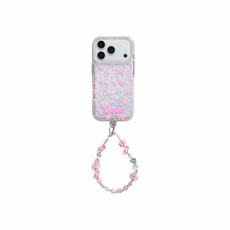 Pink Floral Chain Phone Case for iPhone 17 Pro Max - Compatible with 16 Pro and 15 Pro