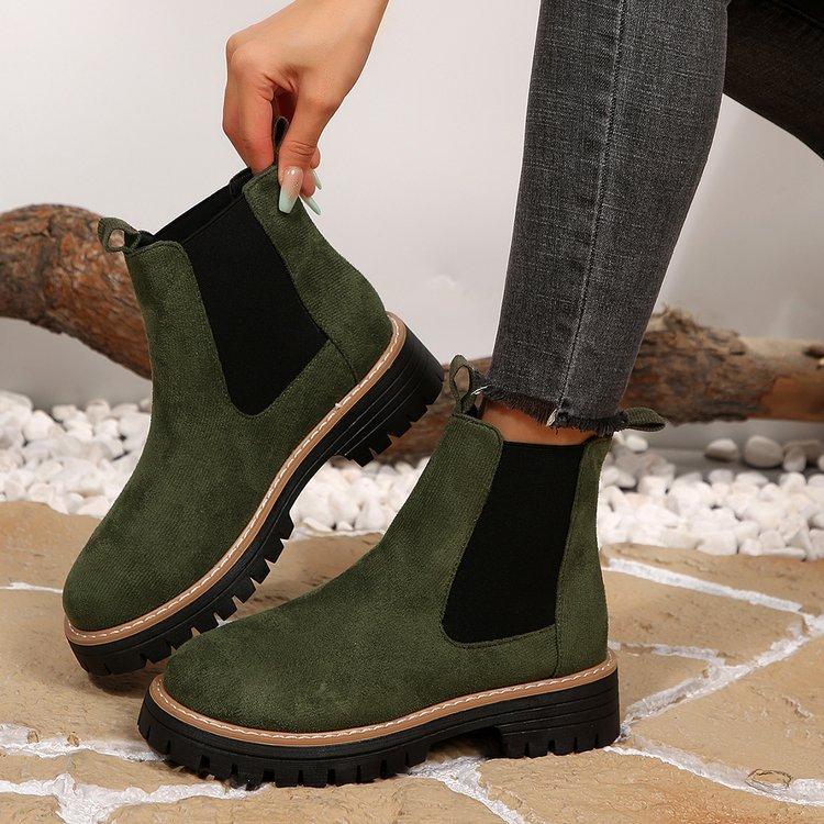 Neue Damen-Herbst-Chelsea-Ankle Boots im britischen Stil aus Wildleder, modische, vielseitige kurze Lederstiefel