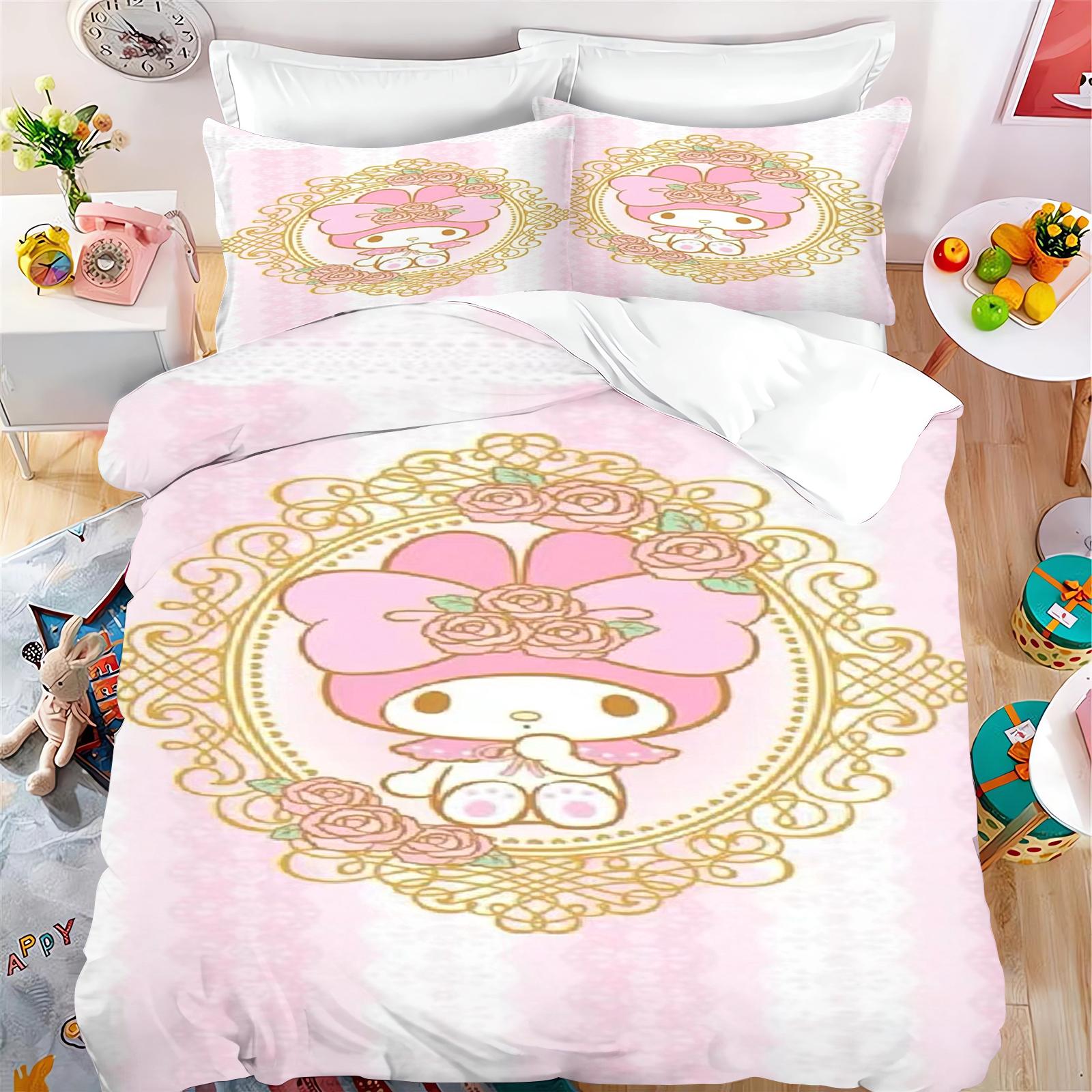 2/3pcs Bedding Cute Girls My Meledy Home Duvet Cover Set 100% Polyester Adult Gift Anime Reactive Print 135x200cm