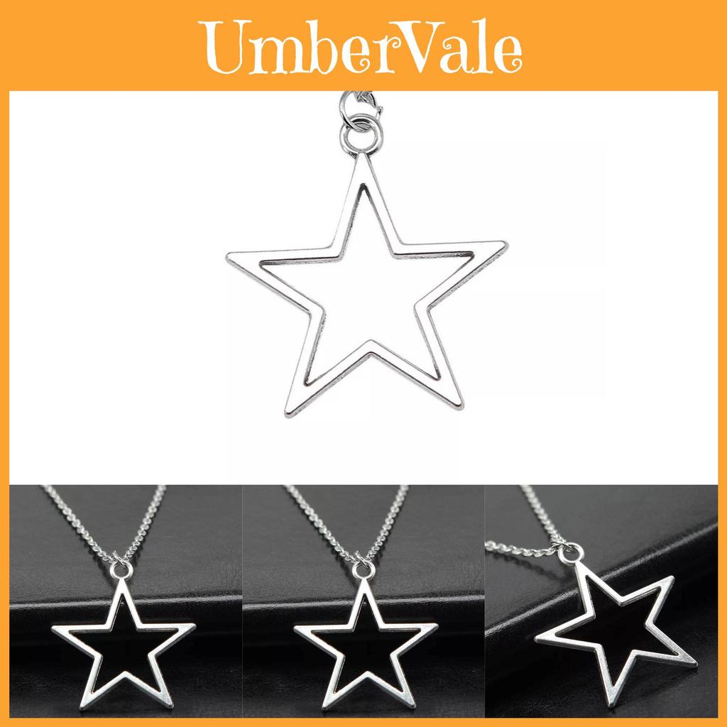 Fashionable Vintage Silver Hollow Star Pendant Necklace For Men And Women In 36x33mm Size