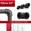 New Black Pipe Fittings Malleable Iron Elbow Pipe Connection 1/2'' 3/4'' 1'' Threaded Decor Furniture