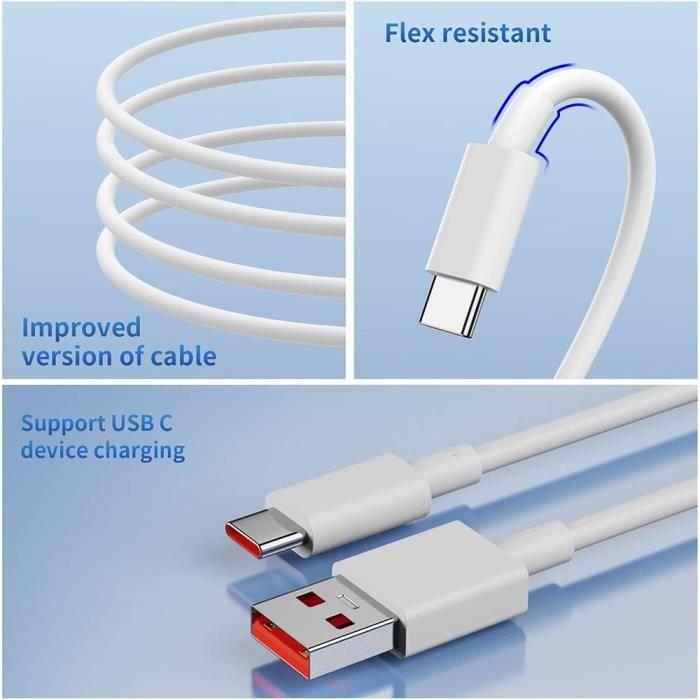 Câble Charge Rapide - Xiaomi - USB-C - 3x 1M - Blanc - 6A