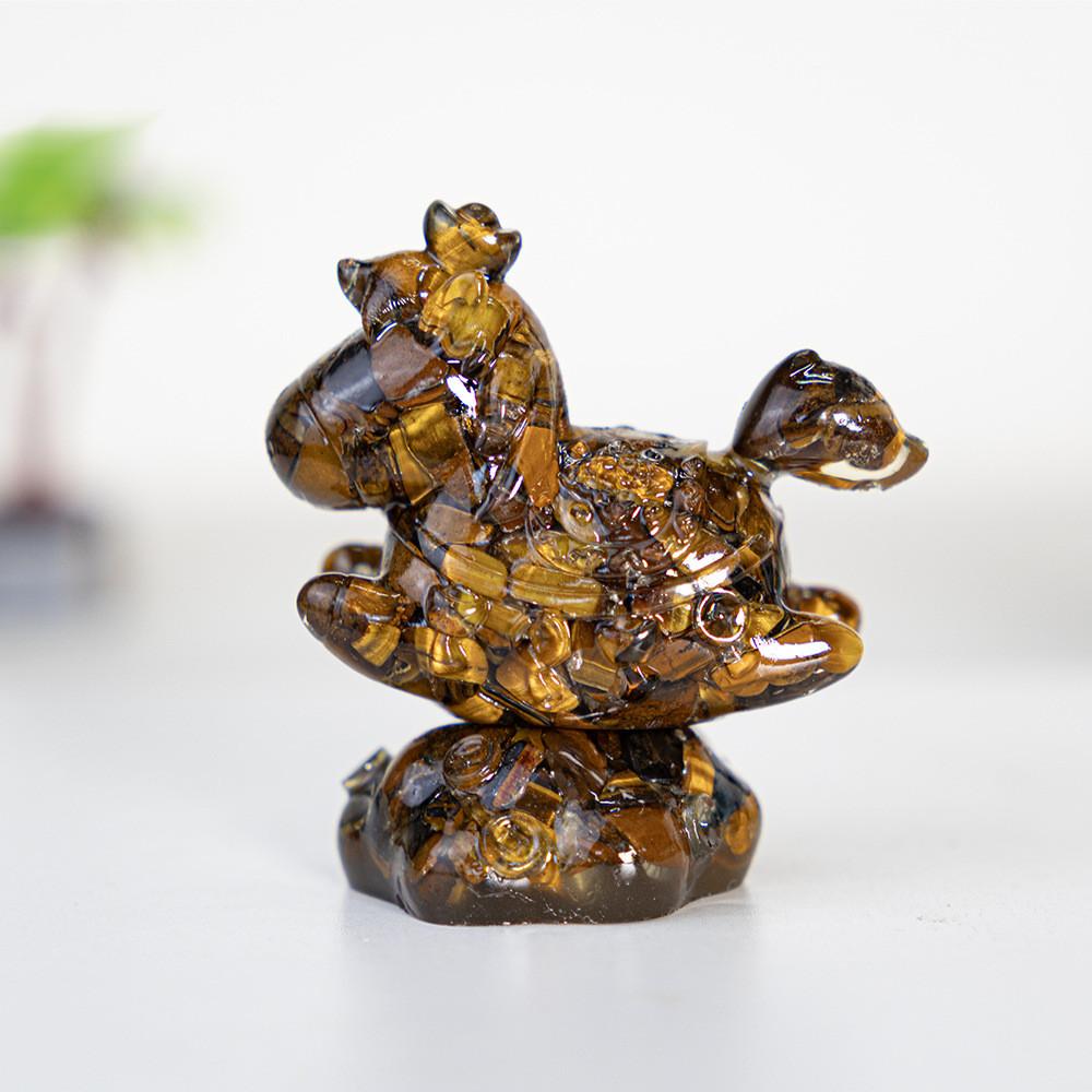 Resin Crystal Horses Desk Decor With Rotatable Animal Figurine For Gift Giving And Home Office