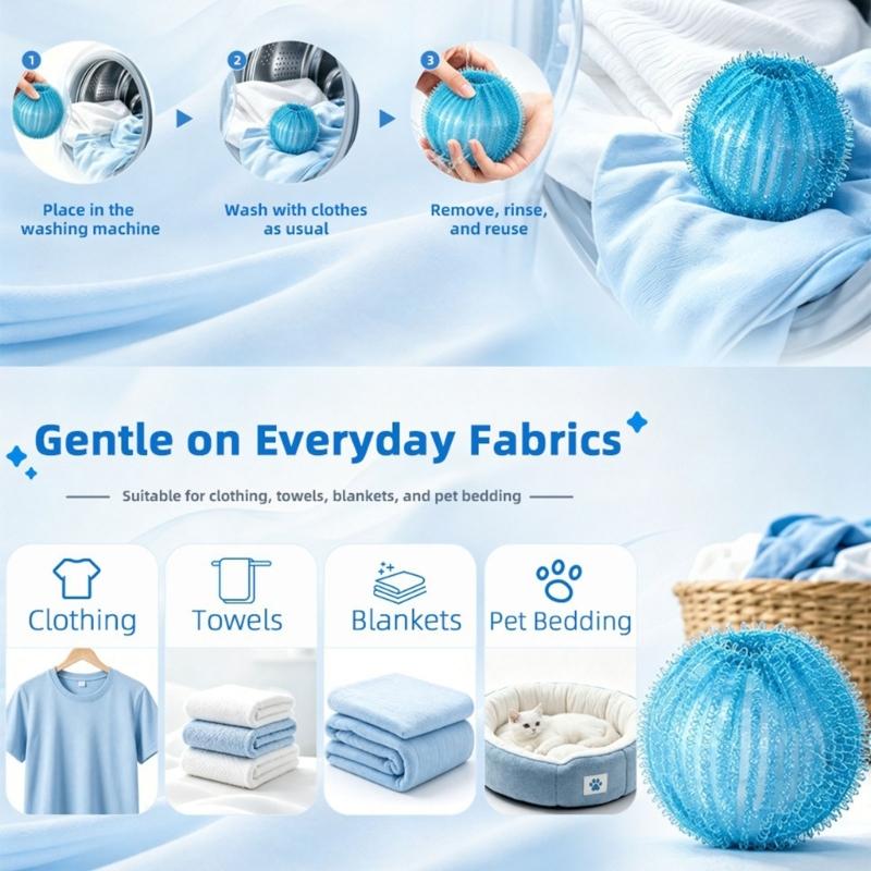 Laundry Ball for Shedding Pet Households, Washer Hair Pickup Helper for Dog Home Clothing and Everyday Laundry Work for Household Fabric Care