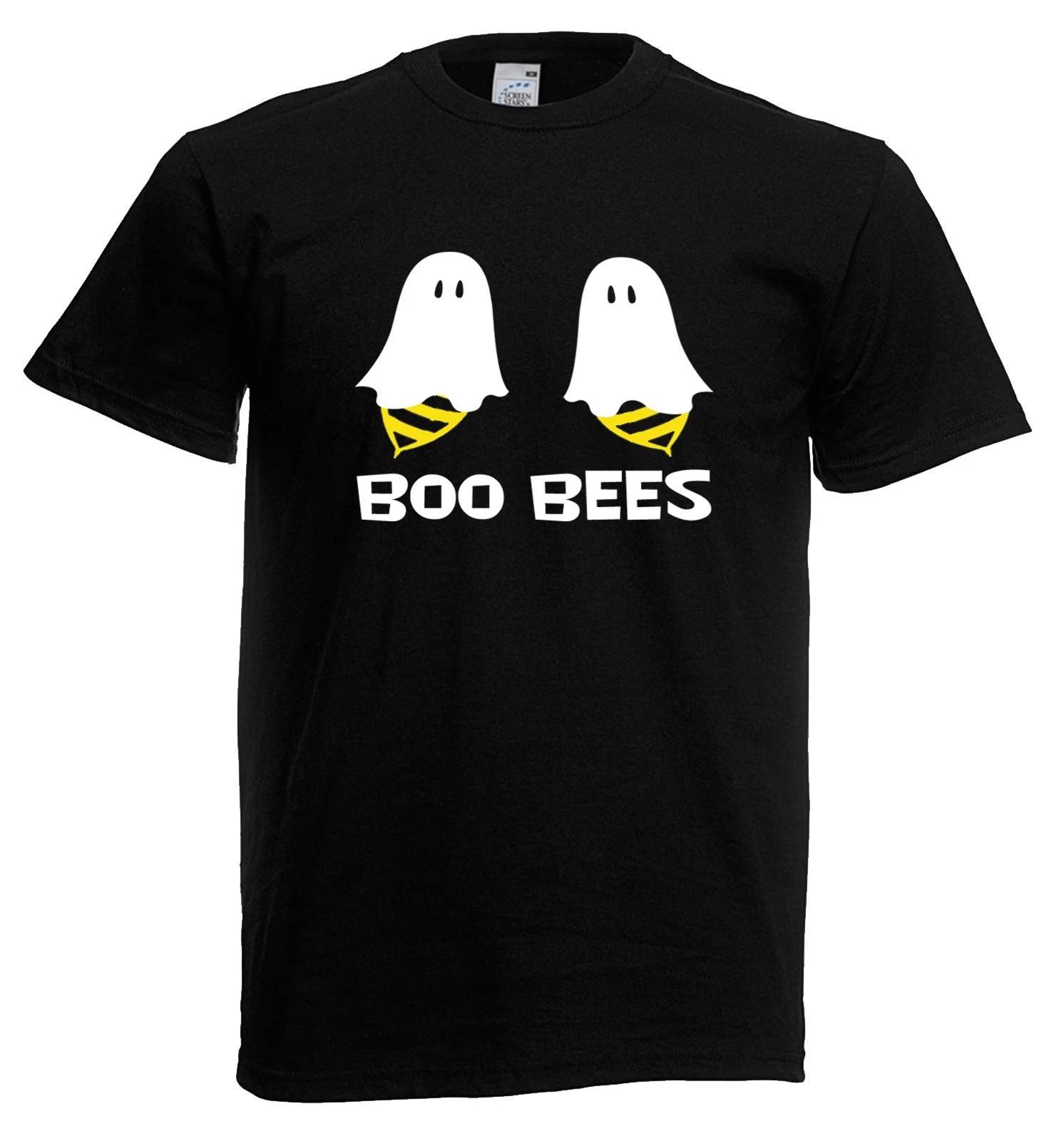 Adults Boo Bees Funny Rude Adult Halloween Boobs Unisex Black 100% Cotton T-shirt Mens Tees Top 2XL