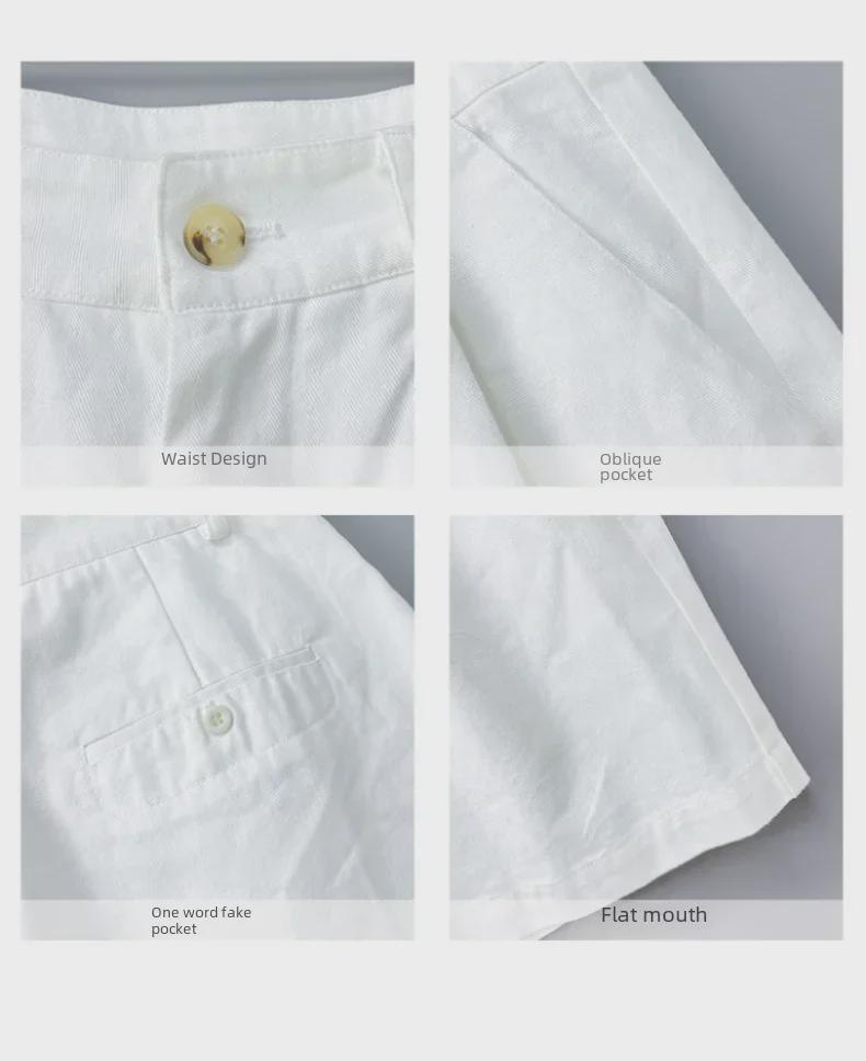 Retro Combed Cotton High Waist Bermuda Shorts - Women's Casual Summer Loose Fit