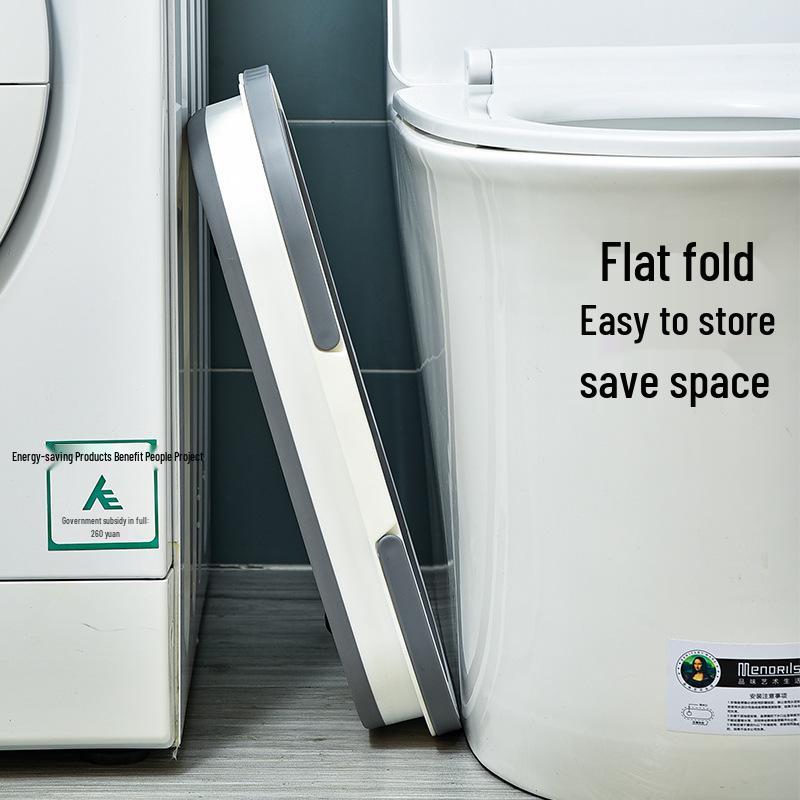 Foldable Rectangular Mop Bucket with Wheels and Handle - Portable Silicone Mopping Bucket