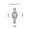 Fashion Stainless Steel Ladies' Watch Square Vintage Bracelet Wristwatch Jewelry Accessories Polished Gold Quartz Watch Business