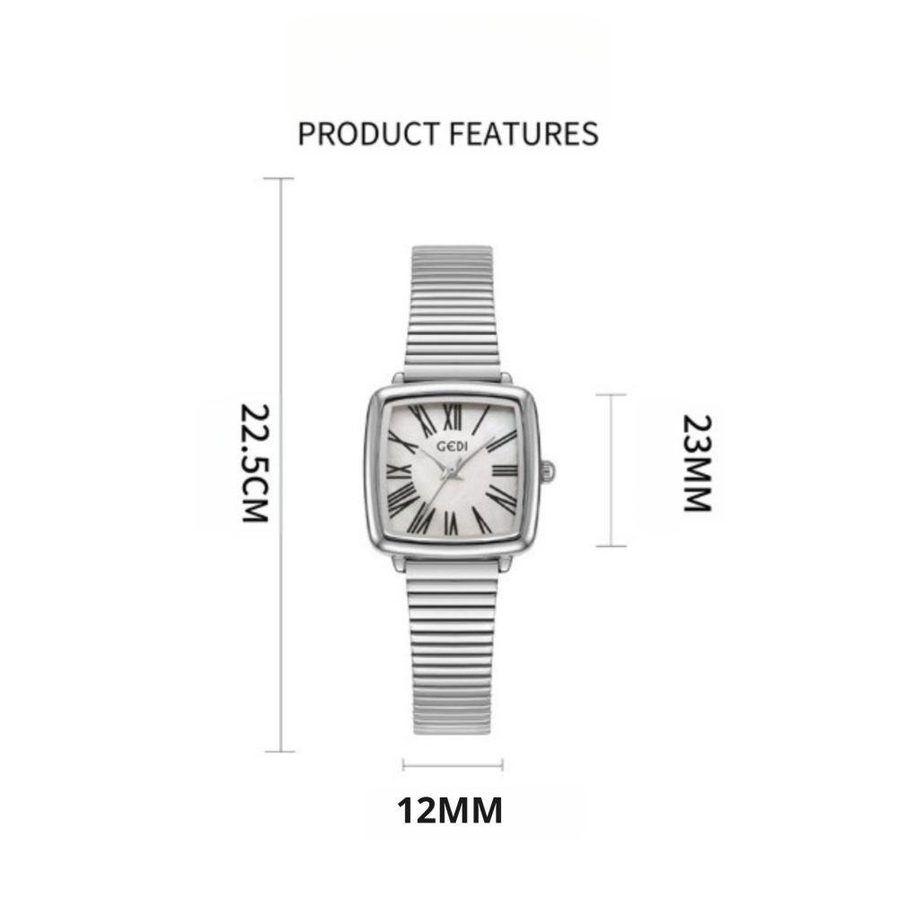 Fashion Stainless Steel Ladies' Watch Square Vintage Bracelet Wristwatch Jewelry Accessories Polished Gold Quartz Watch Business