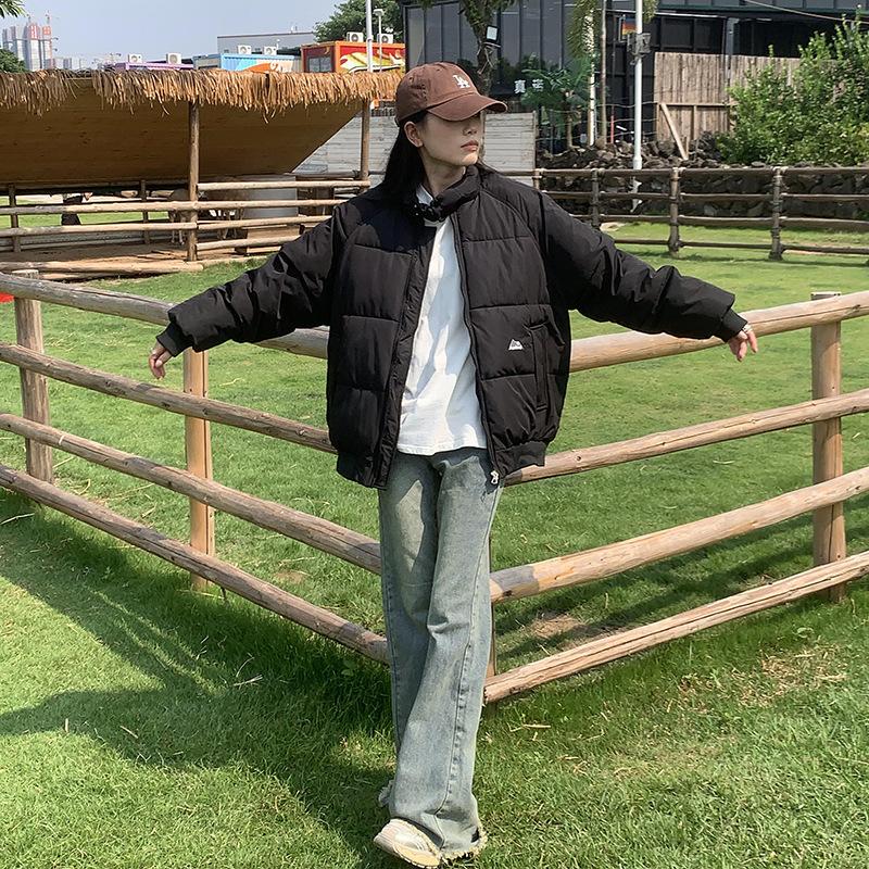 

Padded jacket women s winter 2025 new stand-up collar Korean version loose short down padded jacket student cotton jacket S чёрный