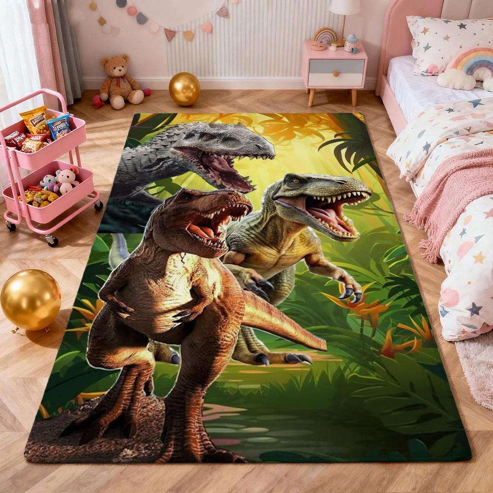 Dinosaurs Jungle Patterned Rug Soft Nonslip Carpet For Kids Bedroom Play Area Home Decor Memorial Gift