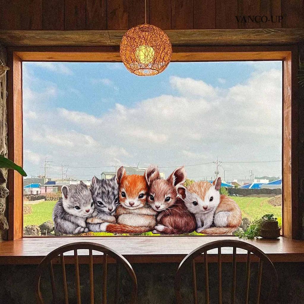 Creative Cartoon Animal Butterfly Static Window Stickers, No Glue Removable Glass Decals for Home Decor