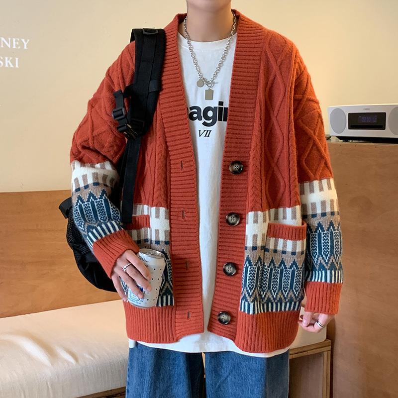 Men's Oversized Knitted Cardigan Sweater - Autumn/Spring Long Sleeve Fashion Top