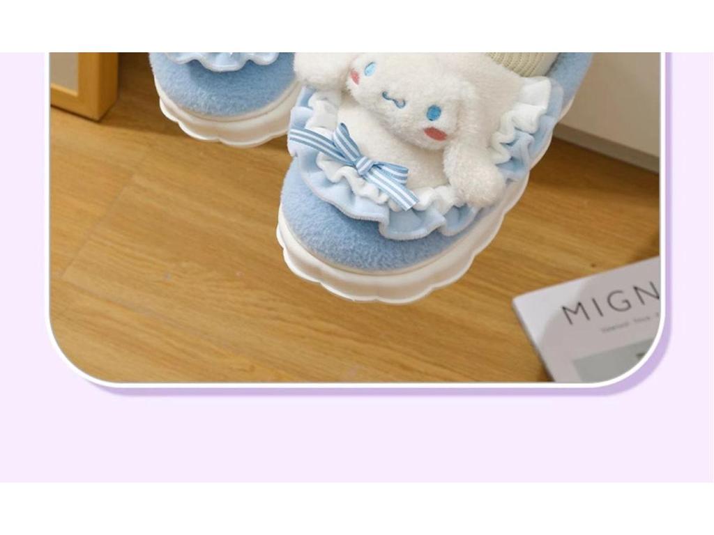 Official Hello Kitty Kuromi Women's Cotton Slippers - Autumn/Winter 2025 Cute Cartoon Plush