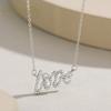 Ailmay Authentic 925 Sterling Silver Elegant Love Letter CZ Pendant Necklace for Women Wedding Engagement Fine Jewelry