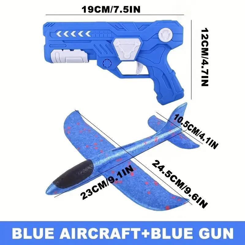 

Colorful Foam Airplane Launcher Toy Hand Pulled Creates Fun & Exciting Outdoor Play Durable Plastic Festival Party Game Gifts синій
