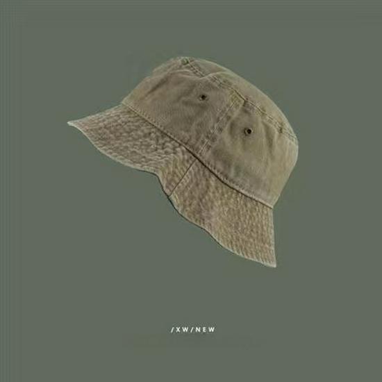 Hong Kong Retro Washed Denim Bucket Hat - Fashionable, Distressed, Versatile, Breathable Sun Hat for a Slim Face Look.