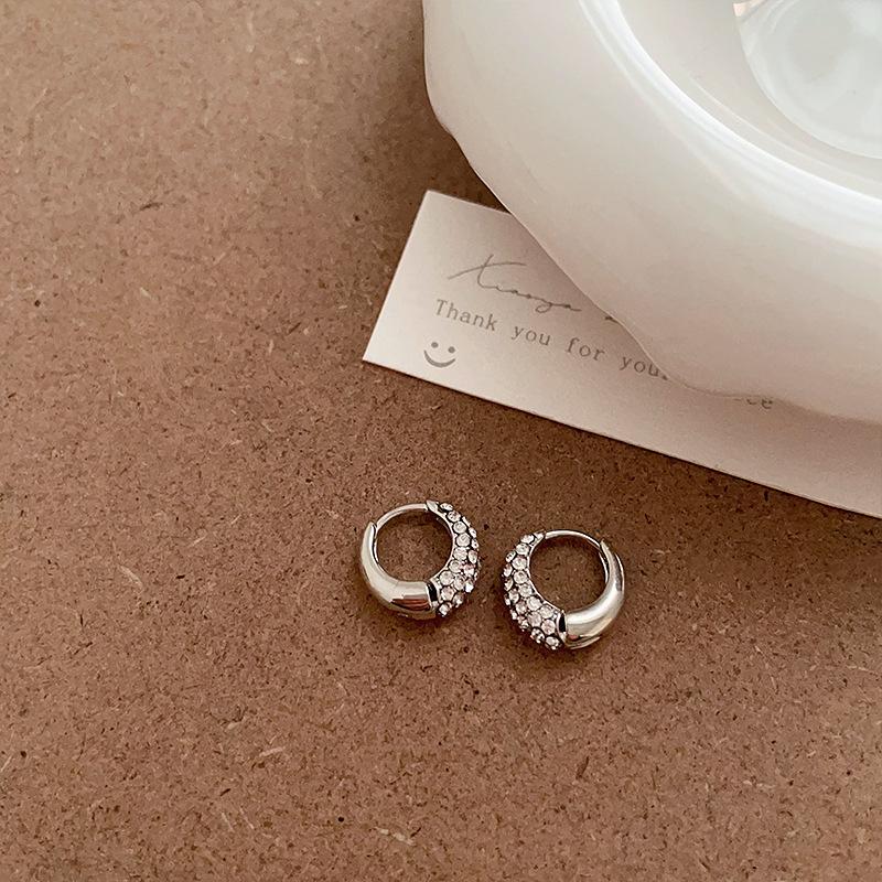 Premium Super Flash Zirkon Kreis Ohr Schnalle Damen Leichter Luxus Elegant Temperament Sanft Mode Einfach Vielseitig Ohrringe Ohrringe