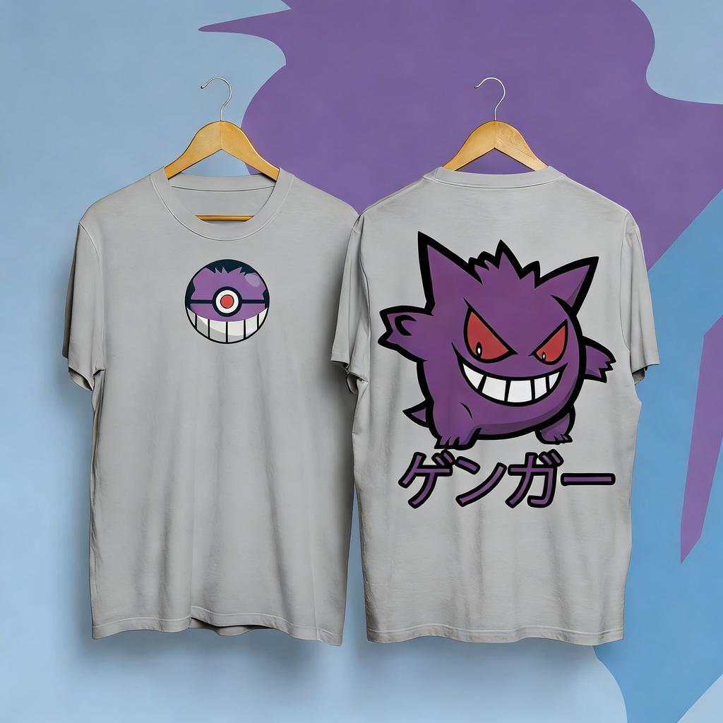 Oversized Pokemon Gengar Graphic T Shirt Men Women Cotton Short Sleeve Tee Streetwear 2026 Summer Cartoon Print Casual Tops Y2k