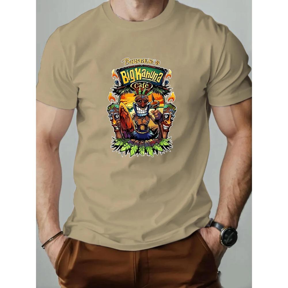 Men's T-Shirt 100% Cotton Tribe Cartoon Print Summer Oversized Round Neck Breathable Casual Short Sleeve Fashion T Shirt