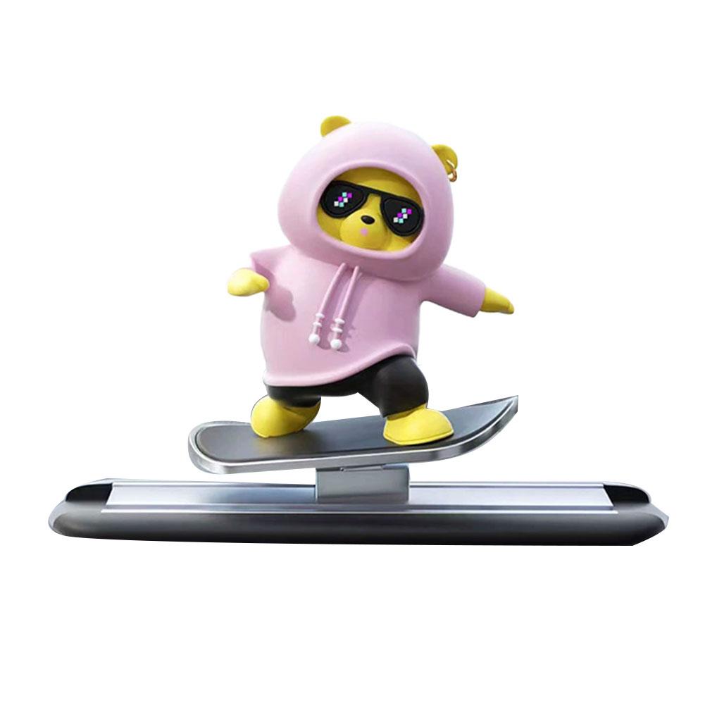 Mini Skateboard Bear Car Center Console Ornaments Car Decoration Interior Accessories Cute Doll Car Dashboard Decoration