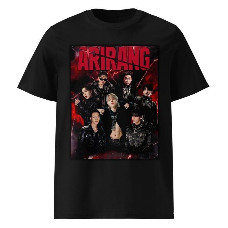 Summer Fashion Tee BTS Arirang Hooligan Style T-shirt - Edgy Group Collage Red Lightning Kpop Concert Merch ARMY Gift