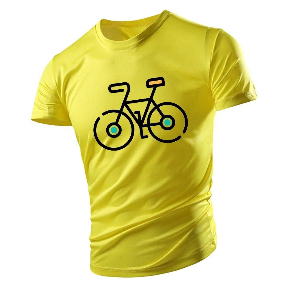 Four Seasons Adult Men'S Crew-Neck T-Shirt Top Casual Sports Creative Bicycle Pattern Print Multi-Color Loose Short Sleeve