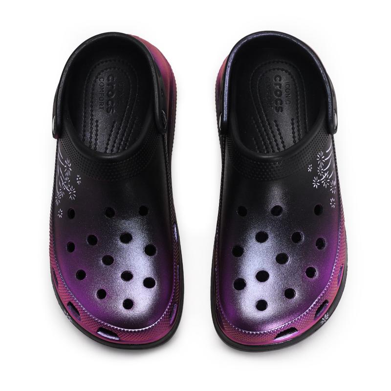 Crocs Classic clog 811 made Brilliant fireworks special shoe box stepping on feeling hole shoes for men and women black purple pink