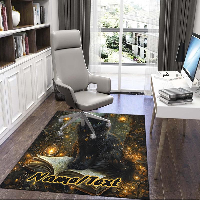 1PC Custom Name Magic Cat Adventure Theme Floor Mat Ideal for Living Room, Game Rooms, Office, Bedroom,Floor Mat Playful Design