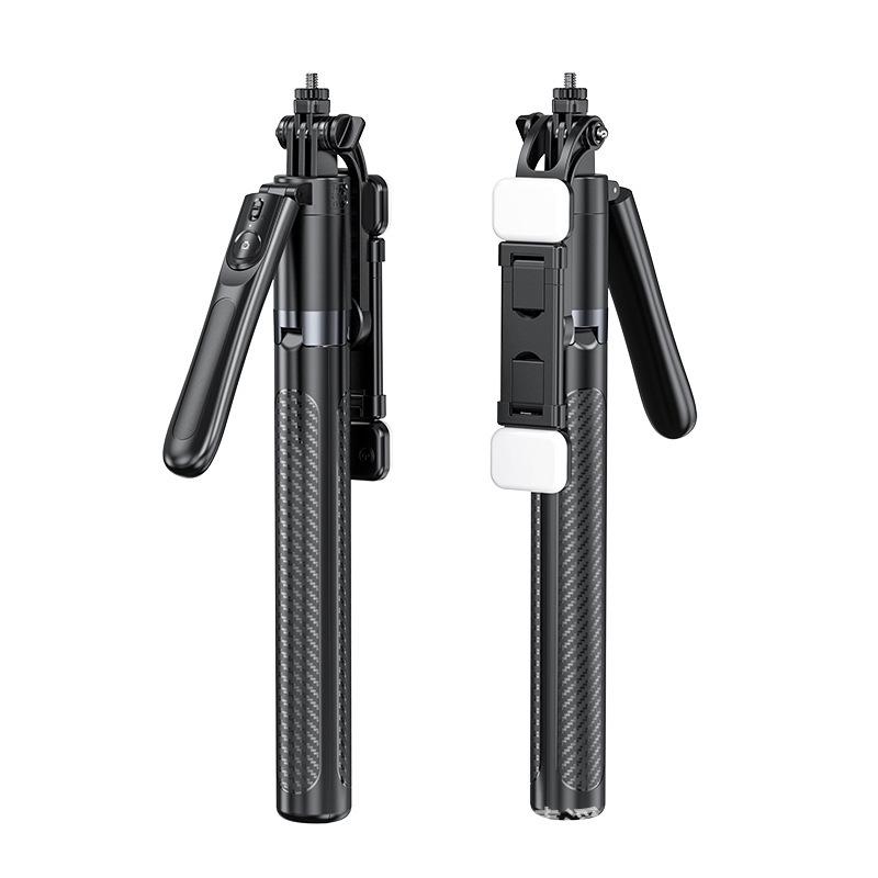 Retractable Bluetooth Selfie Stick and Tripod with Fill Light for Mobile Phones
