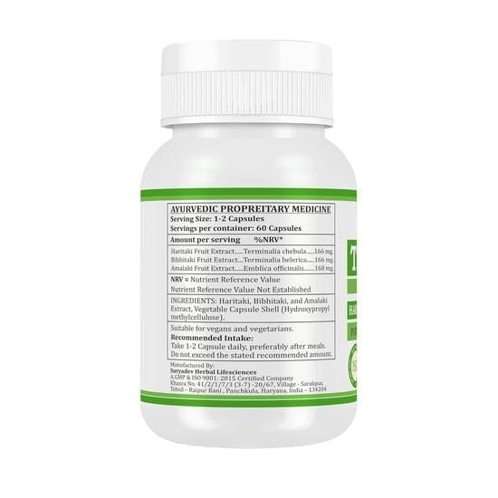 Morsan Nutraveda Triphala (Amla, Harar, Bahera)| 60 X 500 Mg Veg Capsules | Promotes Digestive Balance, Aids Natural Cleansing