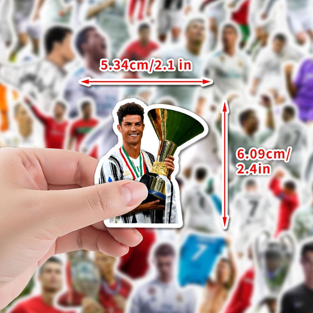 Cristiano Ronaldo Waterproof Graffiti Stickers for Water Bottles & Phones - Creative Football Design, Pack of 50