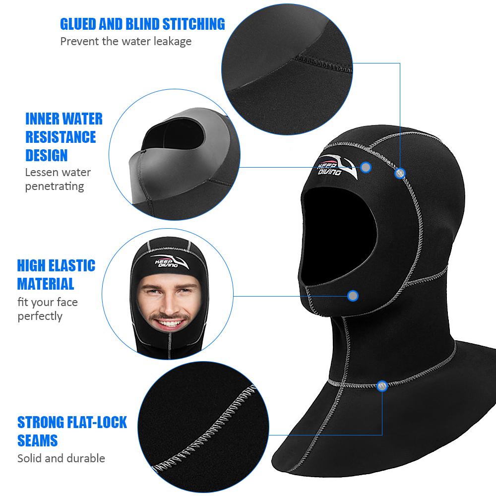 Diving Hat 3mm Neoprene Beach Water Hat Thermal Wetsuit Cap High Elastic Cap for Snorkeling Sailing Swimming