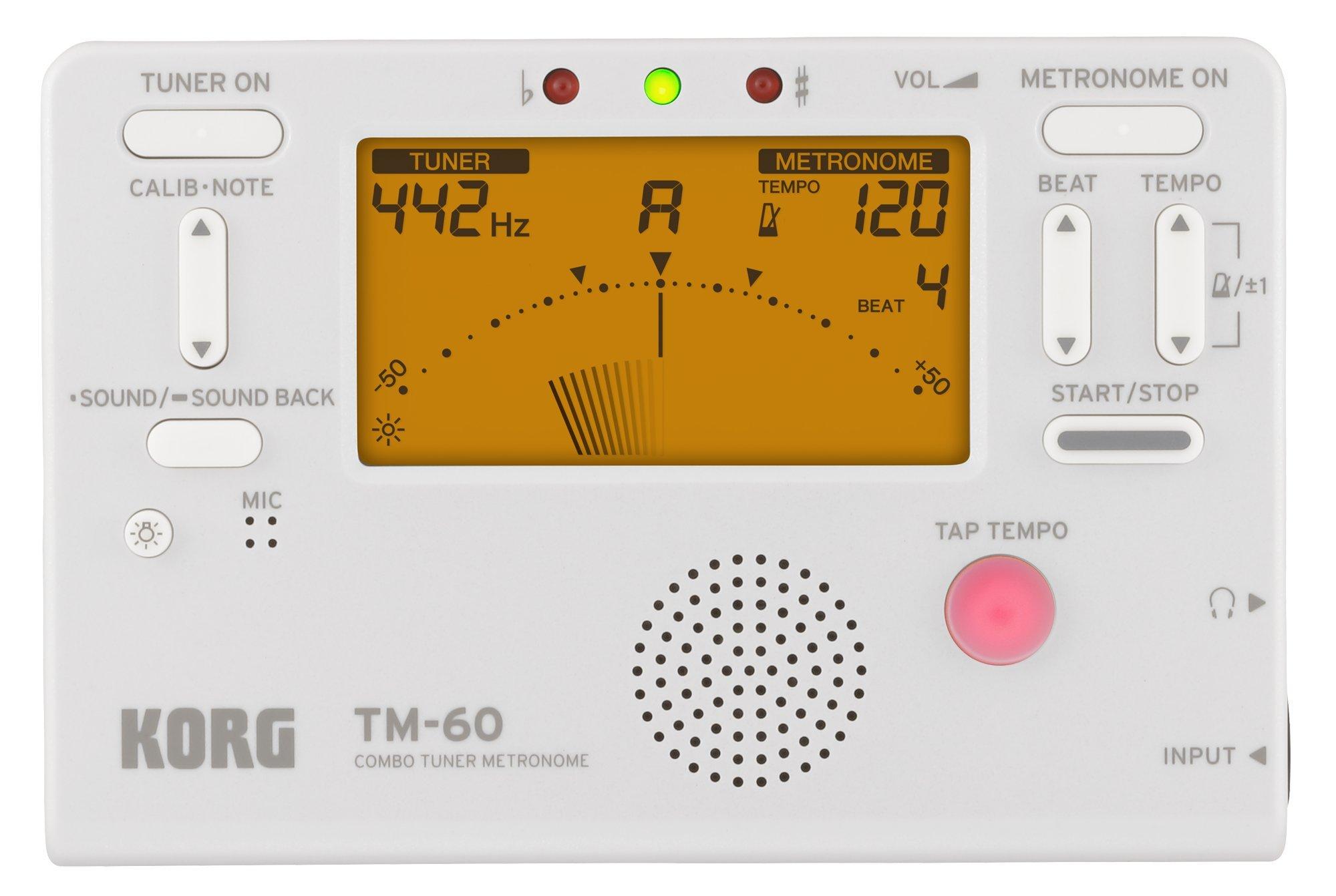 

KORG TM-60 WH Tuner and Metronome Simultaneous Use, White, for Brass Bands, Orchestras, and Individual Practice, Compact and Portable