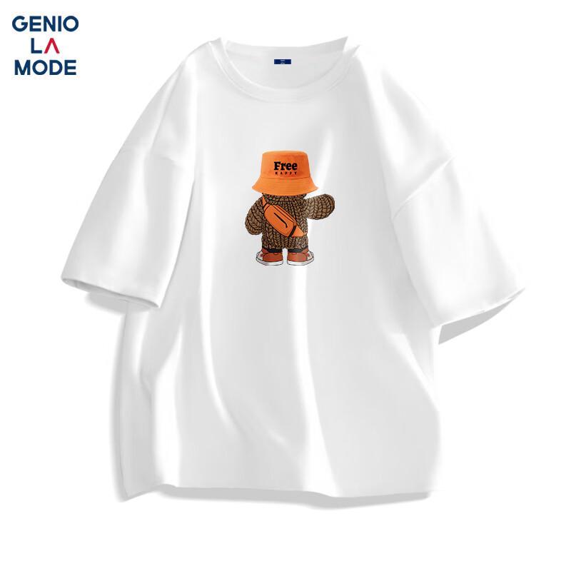 GENIOLAMODE Men s Woven Bear Graphic Cotton T-Shirt L