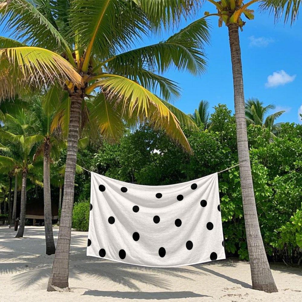 Asciugamano da bagno a pois neri irregolari ad asciugatura rapida in microfibra, telo da spiaggia leggero per nuoto, campeggio, yoga, spiaggia, esterno