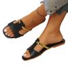 Women's shiny H-shaped buckle light luxury casual slippers