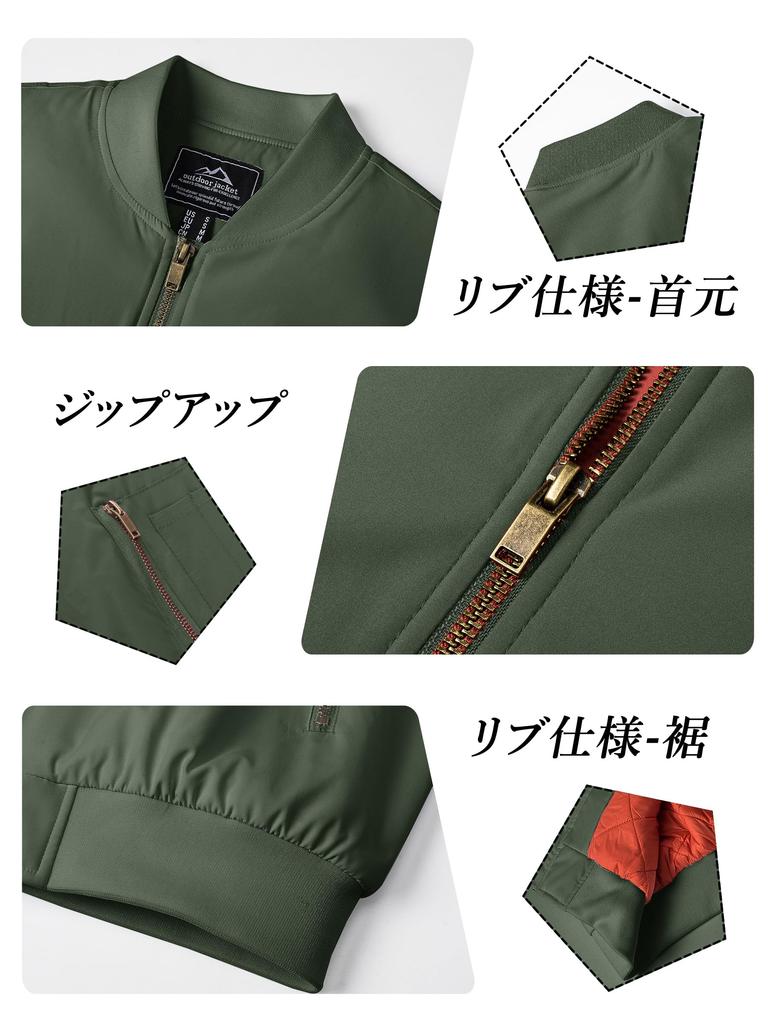 KEFITEVD Herren Militärstil Gepolsterte Jacke, Wasserabweisend, Kaltes Wetter, Pullover, Golf, Winter, Freizeit, Uni Grün, Outdoor, Fliegerjacke, Größe 2XL