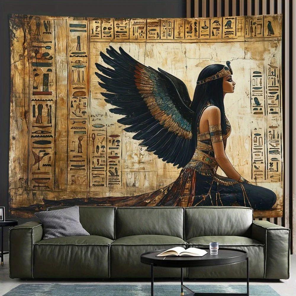 Tapestry background with Egyptian angel in vintage style 75x100