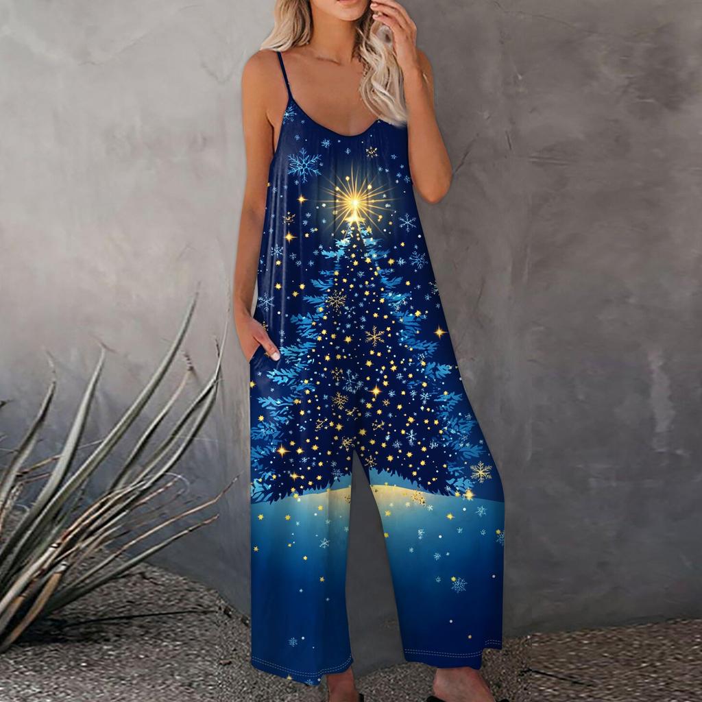 Bedruckter Damen-Overall, lässig, lockerer, verstellbarer Straps-Overall