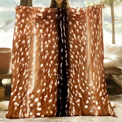Reindeer and Forest Landscape Art Pattern Decorative Throw Blanket for Sofa, Bed, Living Room, and Home Decor Styling
