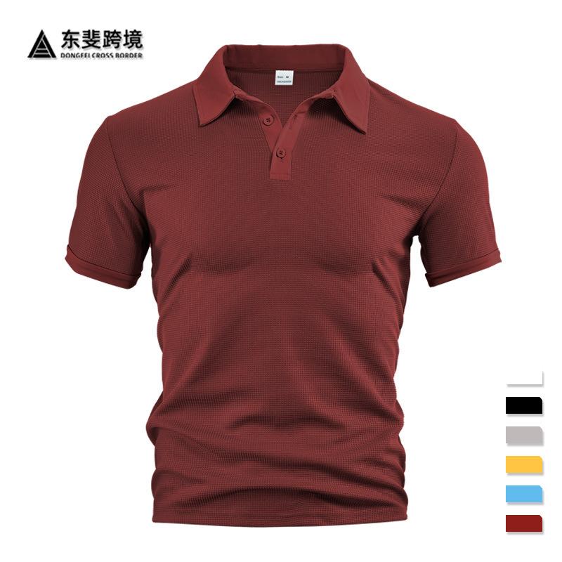 Europe, America Ins Summer Polo Shirt Button-down Waffle Men's T-shirt Sports Polo Shirt